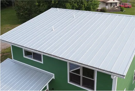 Standing-seam metal roof on a green home