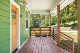 Covered front porch at the craftsman entry door